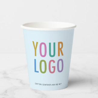 Gobelets En Papier Light Blue Paper Cups Custom Business Logo 8 oz
