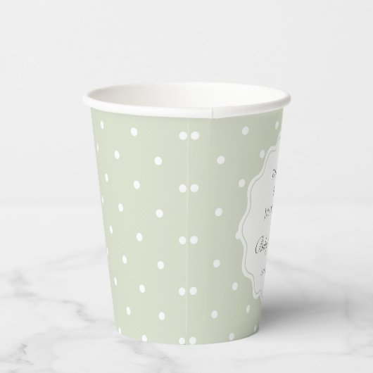 Gobelets En Papier Light Sage Green and White Polka Dots Baby Shower (Droite)