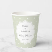 Gobelets En Papier Light Sage Green and White Polka Dots Baby Shower (Recto)