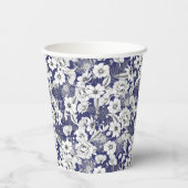 Gobelets En Papier Ligne bleu foncé dessinant délicates fougères à pi (Verso)