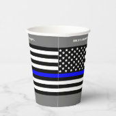 Gobelets En Papier [Ligne Bleue Mince] Dos Drapeau Bleu jetable (Droite)