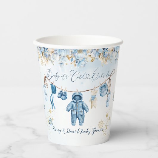 Gobelets En Papier Ligne bleueLigne froide à l'extérieur bébé garçon  (Recto)