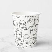 Gobelets En Papier Lignes Abstraites modernes face à l'art de ligne c (Recto)