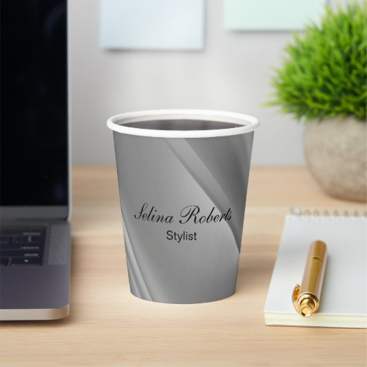 Gobelets En Papier Lignes diagonales de dégradé d'argent (Insitu)