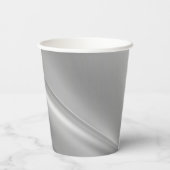 Gobelets En Papier Lignes diagonales de dégradé d'argent (Verso)