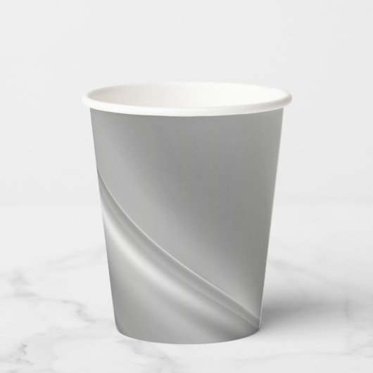 Gobelets En Papier Lignes diagonales de dégradé d'argent (Verso)