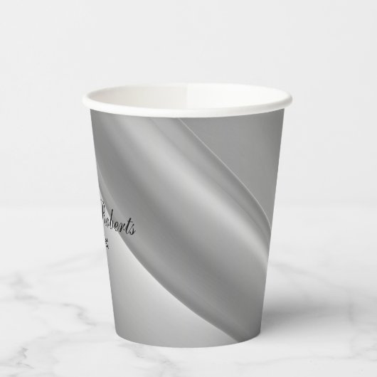 Gobelets En Papier Lignes diagonales de dégradé d'argent (Gauche)