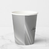 Gobelets En Papier Lignes diagonales de dégradé d'argent (Droite)