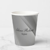 Gobelets En Papier Lignes diagonales de dégradé d'argent (Recto)