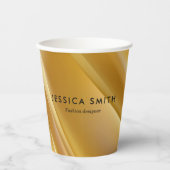 Gobelets En Papier Lignes diagonales de gradient or (Recto)