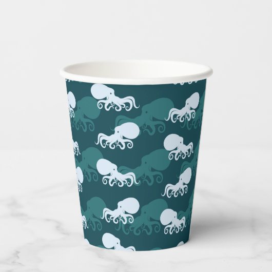 Gobelets En Papier Lignes Du Motif Octopus (Verso)