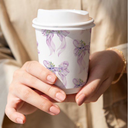 Gobelets En Papier Lilac Bow She's Tying the Knot Fête des mariées