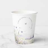 Gobelets En Papier Lilac Fleur sauvage Butterfly Field Mariage paysag (Verso)