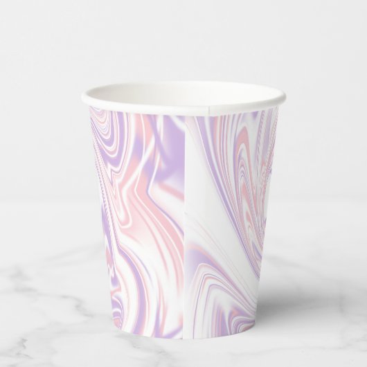 Gobelets En Papier Lilac rose Moderne Abstrait en marbre liquide (Droite)