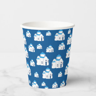 Gobelets En Papier L'île grecque Santorin Blue Dome