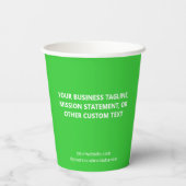 Gobelets En Papier Lime Green Paper Cups Custom Business Logo 8 oz (Verso)