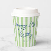 Gobelets En Papier Linge Regarder rayé Célébration Anniversaire 18e V (Verso)