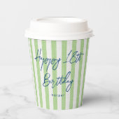 Gobelets En Papier Linge Regarder rayé Célébration Anniversaire 18e V (Recto)