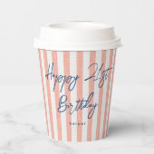 Gobelets En Papier Linge Regarder rayé Célébration Anniversaire 21e C (Verso)