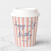 Gobelets En Papier Linge Regarder rayé Célébration Anniversaire 21e C (Recto)