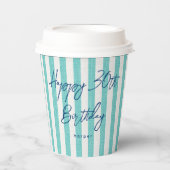 Gobelets En Papier Linge Regarder rayé Célébration Anniversaire 30e M (Recto)