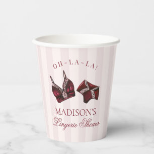 Gobelets En Papier Lingerie rouge Bourgogne Douche Enterrement de vie
