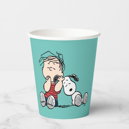 Gobelets En Papier Linus consolé avec l'oreille de Snoopy (Recto)