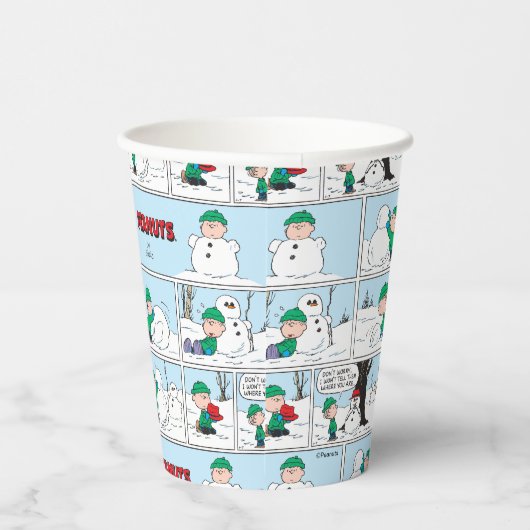 Gobelets En Papier Linus Construit Un Snowman (Droite)