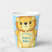 Gobelets En Papier Lion Baby shower bleu (Verso)