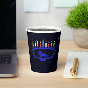 Gobelets En Papier Lion bleu Menorah