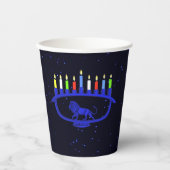 Gobelets En Papier Lion bleu Menorah (Recto)