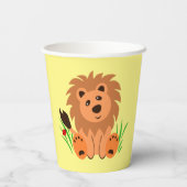 Gobelets En Papier Lion mignon dans l'herbe avec coccinelle, annivers (Verso)