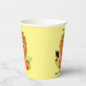 Gobelets En Papier Lion mignon dans l'herbe avec coccinelle, annivers (Droite)