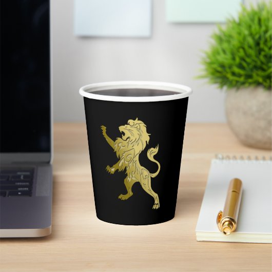 Gobelets En Papier Lion royal d'or noir (Insitu)