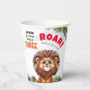 Gobelets En Papier Lion Safari Wild & Trois Anniversaires de enfants