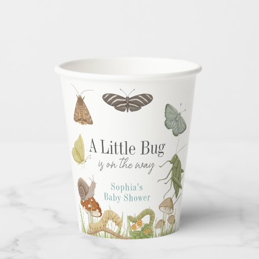 Gobelets En Papier Little Bug Insects Mushroom Boy Baby Shower (Recto)
