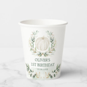 Gobelets En Papier Little Citrouille Green Gold Boy Automne 1er anniv