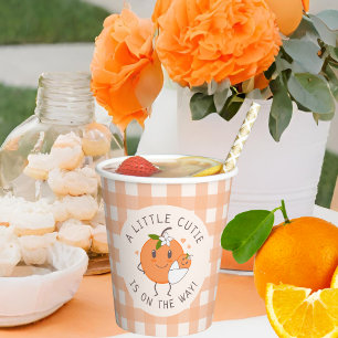 Gobelets En Papier Little Cutie En route Baby shower orange migre