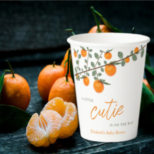 Gobelets En Papier Little Cutie Orange Baby shower neutre de genre