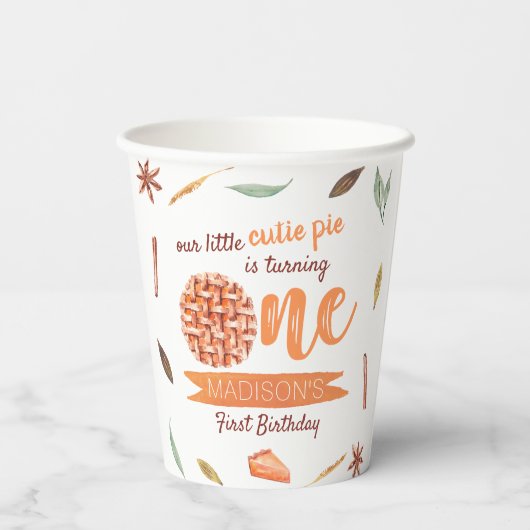 Gobelets En Papier Little Cutie Pie Automne 1er Anniversaire (Verso)
