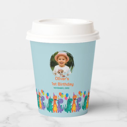 Gobelets En Papier Little Dino 1st Birthday Paper cup (Recto)