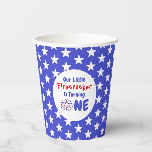 Gobelets En Papier Little Firecracker 1er anniversaire (Recto)