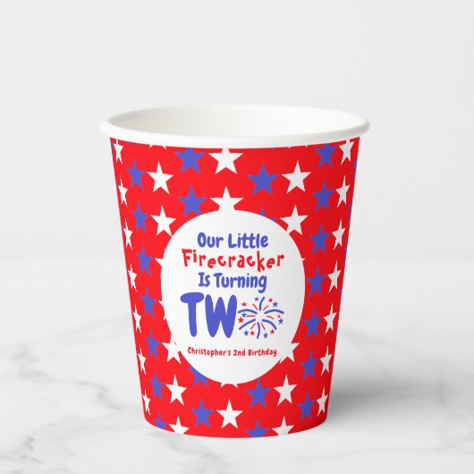 Gobelets En Papier Little Firecracker 2e anniversaire (Recto)