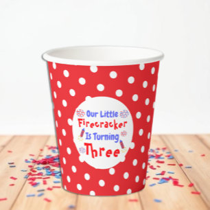 Gobelets En Papier Little Firecracker 3ème anniversaire