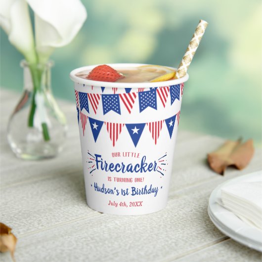 Gobelets En Papier Little Firecracker 4 juillet 1er anniversaire (Insitu)