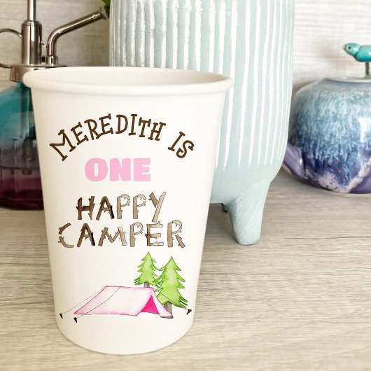 Gobelets En Papier Little Girl One Happy Camper First Birthday Party