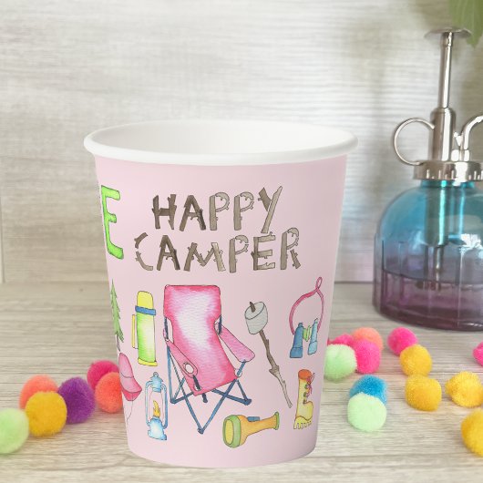 Gobelets En Papier Little Girl One Happy Camper First Birthday Party