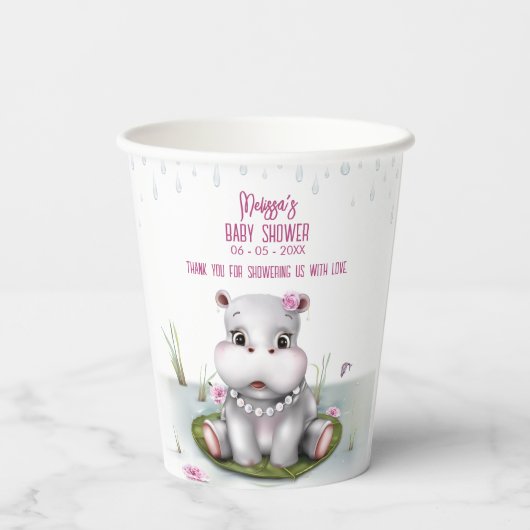 Gobelets En Papier Little Hippo River Adventure Girl Baby shower (Verso)