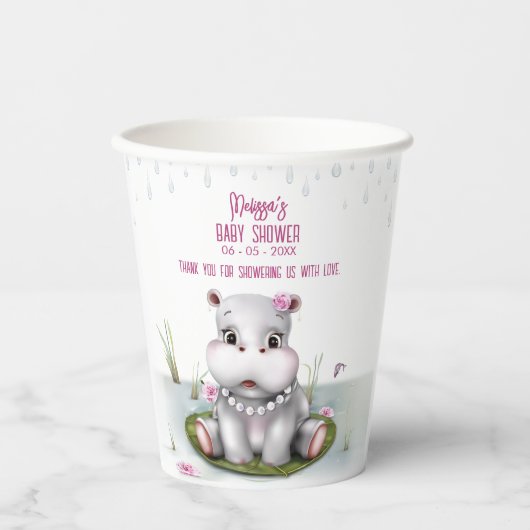 Gobelets En Papier Little Hippo River Adventure Girl Baby shower (Recto)