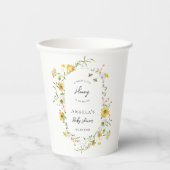 Gobelets En Papier Little Honey Bee Baby shower Fleur sauvage jaune (Recto)